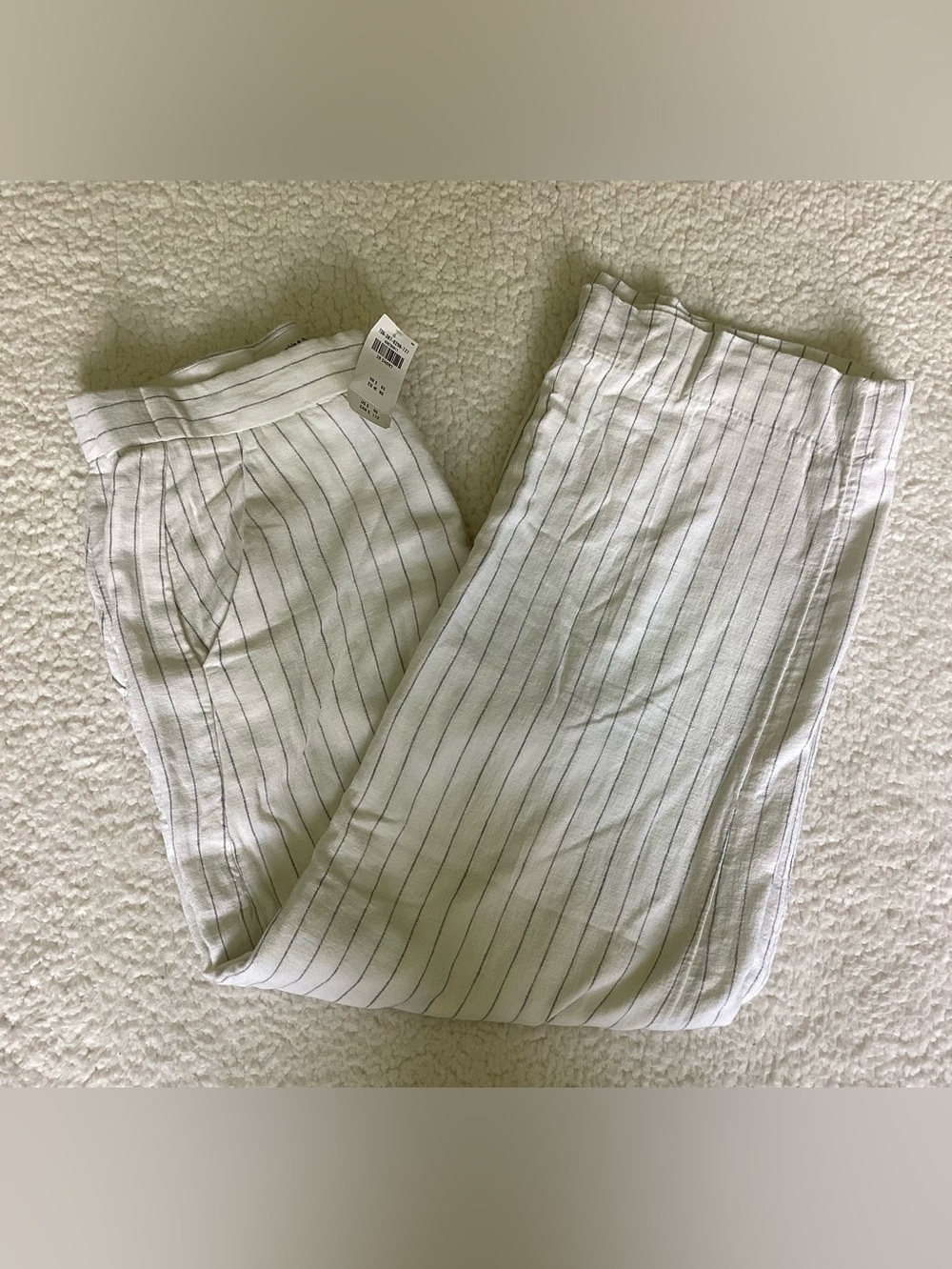 Abercrombie Linen Pinstripe Pants 28 Short High Rise Coastal Quiet Luxury NWT